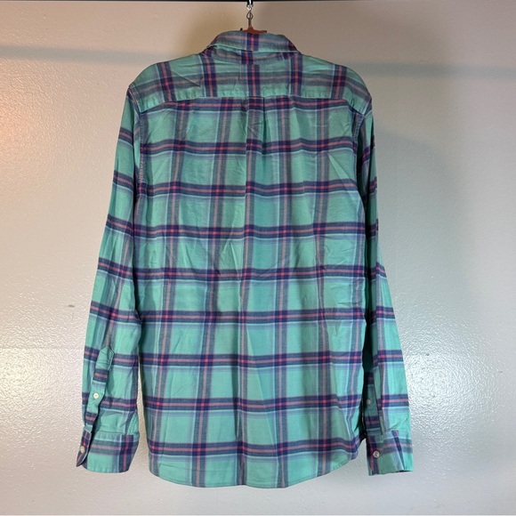 Vineyard Vines Slim Fit Murray Shirt Plaid Cotton Linen Blend Teal/Multi Size M - Picture 5 of 6